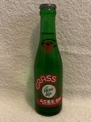 Early Full 6oz Crass Aces Up Acl Green Soda Bottle Coca - Cola Bottling Company