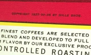 Vintage Hills Brothers Coffee Tin - Rare 1 lb.  - Red Can Brand Advertising 4