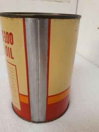 Old Vintage NOS Shell X100 Full Metal Quart Can Soldered Seam 4