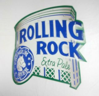 Rolling Rock Extra Pale Embossed Beer 202 Sign Die Cut Edge 23 " X 21 " Mancave