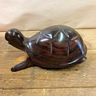 Vintage Hand Carved Sea Turtle Tortoise Iron Wood Aloha Hana Maui Hawaii Beauty