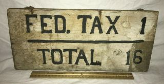 Antique Gas Oil Service Station Wood Folk Art Paint Tax Sign Car Auto