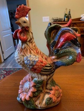 Large Ceramic Rooster 17 Inches High