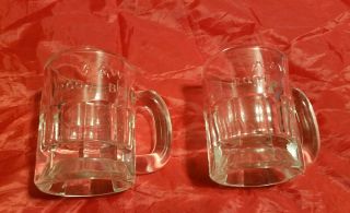 Vintage A & W Root Beer Mugs Set Of 2 Child Size 3 " Tall Clear Glass 2295