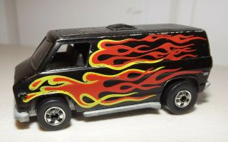 Vintage 1974 Hot Wheels Van Black With Flames Hong Kong Die Cast