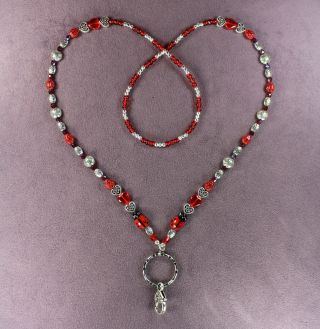 Lucky Ladybug Celtic Heart Lanyard Necklace Id Badge Holder Clip Key Ring Beads