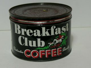 Vintage Coffee Tin Can Breakfast Club Coffee 1 Lb Kw W/lid California