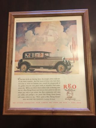 1927 Reo Flying Cloud Lansing Sedan Tour Ship Car Auto Motor Vintage Ad Framed