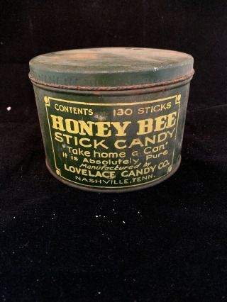 Lovelace Candy Co.  Honey Bee Stick Candy Container Nashville Tn