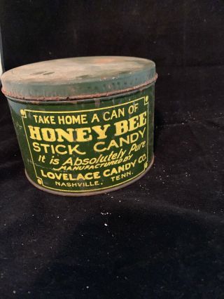 Lovelace Candy Co.  Honey Bee Stick Candy Container Nashville TN 2