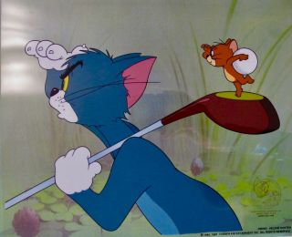 Warner Bros Tom And Jerry Tee For Two Golf Sericel Animation Art Cel