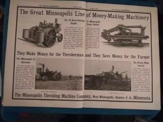 Minneapolis Threshing Machine Co 1910 Advertisement: 45 Hp Plowing Engine,  Shell
