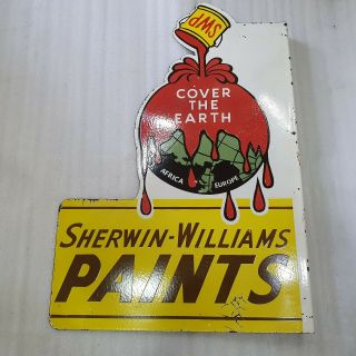 SHERWIN WILLIAMS 2 SIDED VINTAGE ENAMEL SIGN WITH FLANGE 5