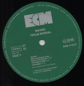 TERJE RYPDAL waves 1978 GERMAN ECM LP PALLE MIKKELBORG JON CHRISTENSEN 4