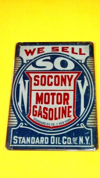 Metal Tin Gas Sign Wall Home Decor Garage Plaque (we Sell Socony Motor Gasoline)