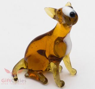 Art Blown Glass Figurine Of The Bull Terrier Dog