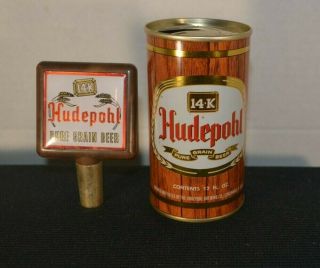 Hudepohl 14k Pure Grain Beer Tap Handle Two Sided & Beer Can Brewing Cincinnati