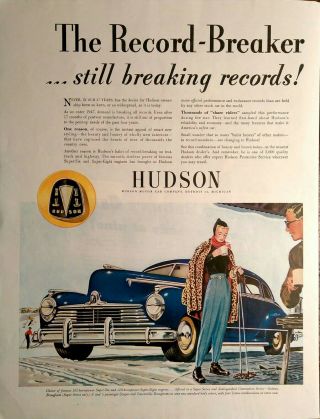 Vintage Print Ad - 1947 Postwar Hudson Motor Car Company Car