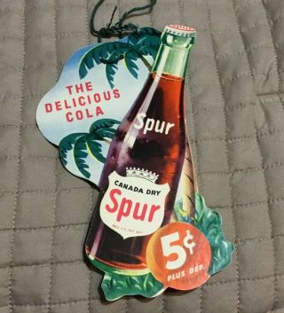 Spur Canada Dry Two Sided Cardboard Fan Light Pull 5 Cent Cola In A Bottle