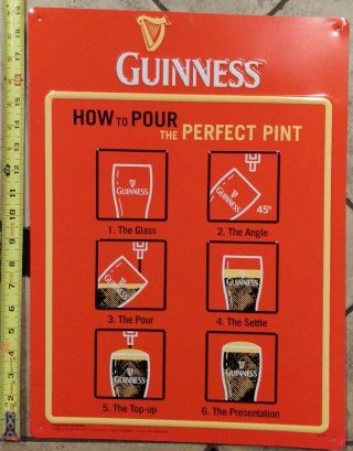 Guinness Beer Sign How To Pour The Perfect Pint Metal Guinness 12 X 18