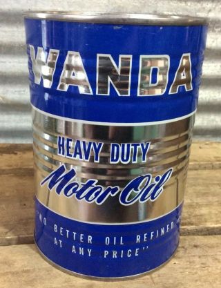 Wanda Heavy Duty Motor Oil 1 Us Quart Empty Metal Can Vtg 50s 60s Oklahoma City