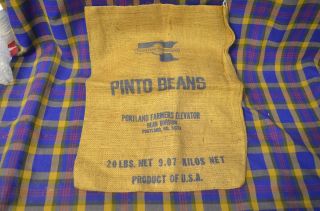 Vintage North Harvest Beans Portland Farmers Elevator 20 Pinto Bean Burlap Sack