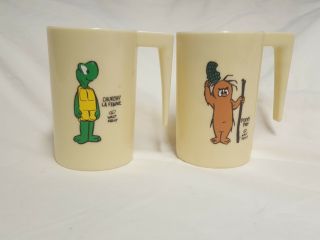 Walt Kelly Porcupine Porky Pine & Churchy La Femme Turtle 2 Plastic Cup Mugs