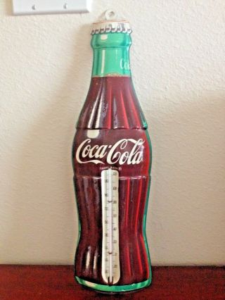 Collectible Coca Cola Thermometer Tin Sign.  Robertson.  Made In Usa.  5x17