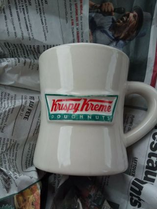 Krispy Kreme Doughnuts Coffee Mug Vintage Diner Restaurant Raised Logo Euc