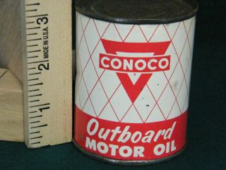 Vintage Rare Conoco Outboard Boat Motor Oil Can Full 8oz 2 Cycle