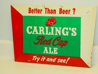 Vintage Tin Advertising Sign Carlings Red Cap Ale,