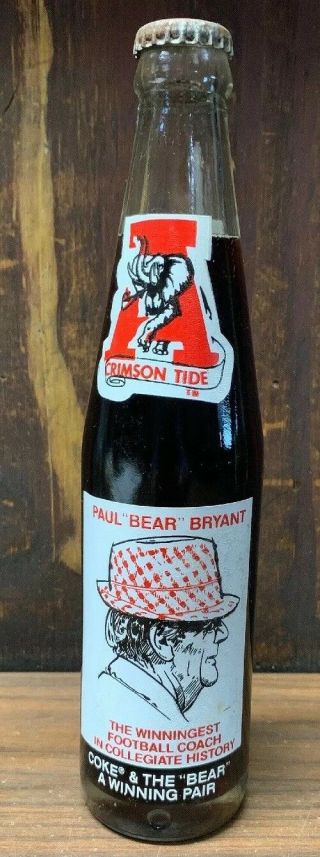 1981 Alabama Bear Bryant Coca Cola Bottle Elephant Tail Error