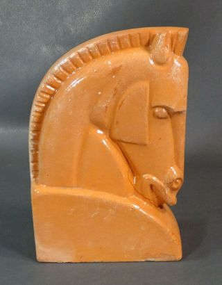 Antique Horse Head Figurine Knight Chess Piece Sculpture Pottery Statue Book End