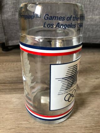 1984 Los angeles Games Tankard Beer Stein Glass Olympiad LA Rare Large Vintage 3