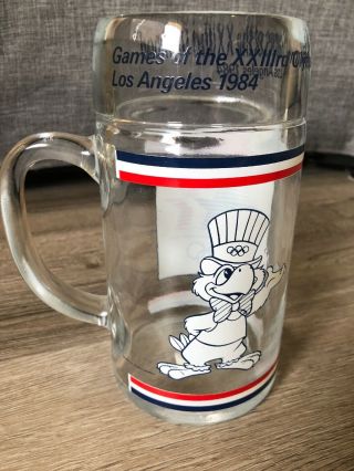 1984 Los angeles Games Tankard Beer Stein Glass Olympiad LA Rare Large Vintage 5