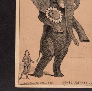 Oscar Wilde Aesthetic Barnum Circus Jumbo Elephant Clark Sewing Advertising Card