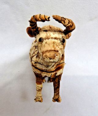 Rustic Folk Art Wood Tree Bark Cow Bull Buffalo Figurine 2