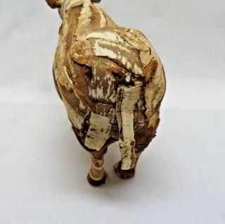Rustic Folk Art Wood Tree Bark Cow Bull Buffalo Figurine 6