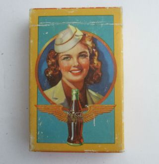 Vintage 1940s Wwii Era Coca - Cola Airline Stewardess Deck Playing Cards Complete