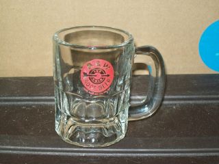 Mid Century A & W " Ice Cold " Root Beer Mini Glass Mug / Red Logo / 3 "