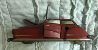 1930 ' s/40 ' s MADE IN FRANCE key - wind red metal toy car 5 1/2 inches long 3