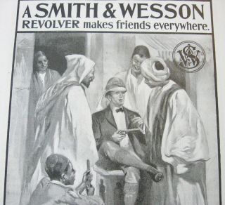 Rare 1901 Smith&wesson " Revolver Makes Friends " Vtg Gun Print Ad,  Bullet Frame Text