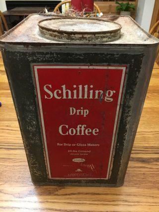 Ultra Rare Vintage Shilling Drip Coffee Large 20 Lbs Can Tin