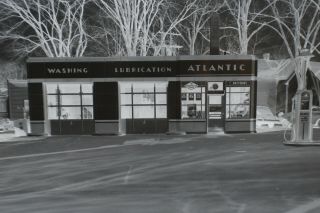 Vintage Atlantic Gas Station Negative Broadway & Franklin,  Elmira,  Ny Large
