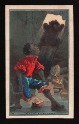 Scarce 1880s Trade Card - Black American Boy In Bear Cave - I 
