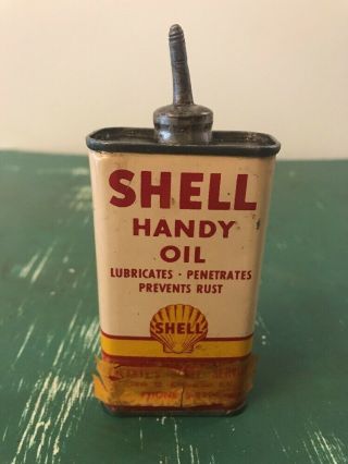 Vintage 4oz Shell Handy Oil Lead Top Oil Can