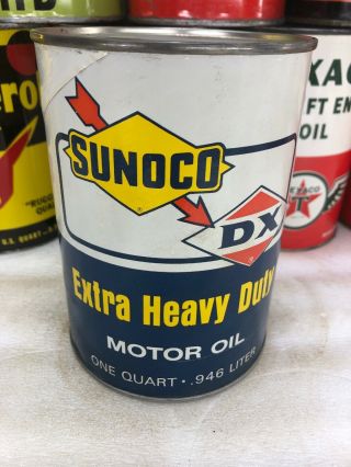 Vintage Quart Full Sunoco Sun Dx Heavy Duty Pennsylvania Oil Can