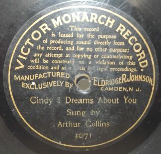 Arthur Collins: Cindy I Dreams About You - Victor Monarch 1 Sided 78 Rpm Record