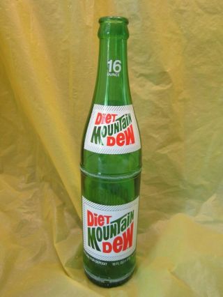 Diet Mountain Mtn Dew Glass Bottle 1988 No Hillbilly Pig Gun Logo By Pepsi Cola