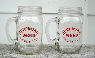 2 Jeremiah Weed Sweet Tea Mason Jar Glass Mugs 12 Oz